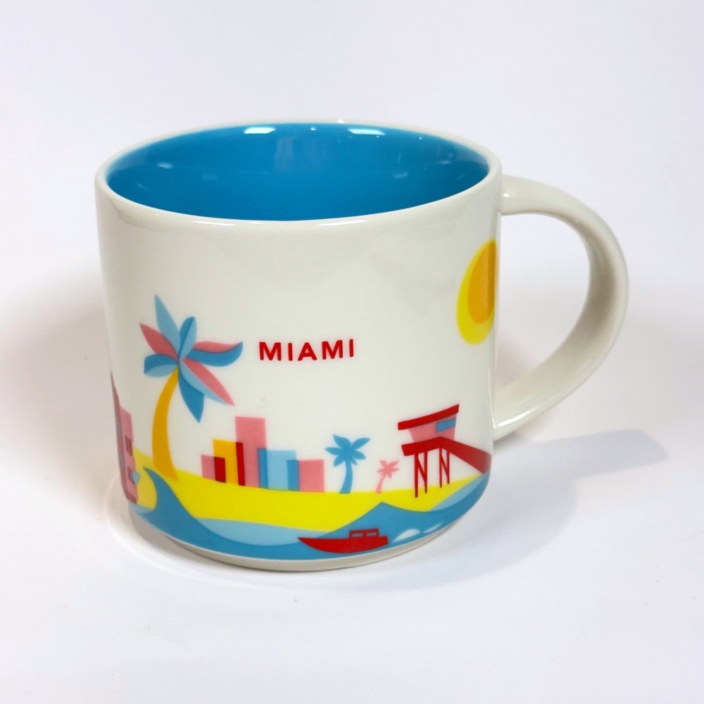 Starbucks Miami You Are Here Collection Coffee Mug 14oz Blue Interior Ceramic